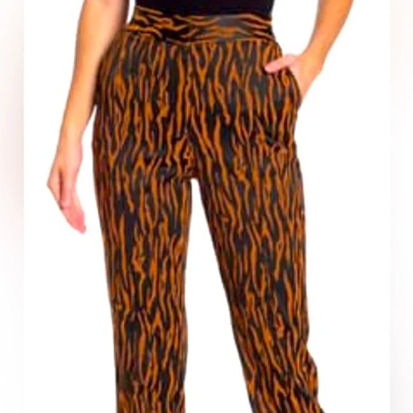Diane von Furstenberg Sienna stretchy jacquard straight leg pants, sz 16 animal - Picture 7 of 10